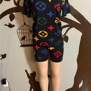 Black Multicolor Short Jumpsuit - Casual Romper